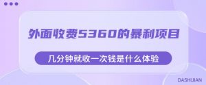 外面收费5360的暴利项目,几分钟就收一次钱是什么体验,附素材【揭秘】-大兵轻创资源库
