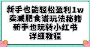 新手也能轻松盈利1w,卖减肥食谱玩法秘籍,新手也玩转小红书详细教程【揭秘】-大兵轻创资源库