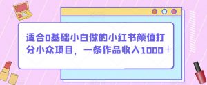 适合0基础小白做的小红书颜值打分小众项目,一条作品收入1000+【揭秘】-大兵轻创资源库