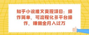 知乎小说推文变现项目:操作简单,可流程化多平台操作,赚佣金月入过万-大兵轻创资源库