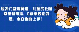 超冷门蓝海赛道,儿童成长档案全新玩法,0成本轻松变现,小白也能上手【揭秘】-大兵轻创资源库