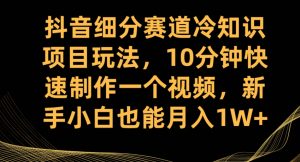 抖音细分赛道冷知识项目玩法,10分钟快速制作一个视频,新手小白也能月入1W+【揭秘】-大兵轻创资源库