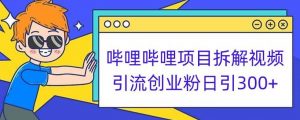 哔哩哔哩项目拆解引流创业粉日引300+小白可轻松上手【揭秘】-大兵轻创资源库