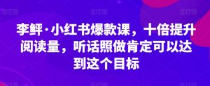 李鲆·小红书爆款课，十倍提升阅读量，听话照做肯定可以达到这个目标-大兵轻创资源库