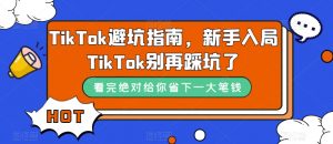 TikTok避坑指南，新手入局TikTok别再踩坑了-大兵轻创资源库