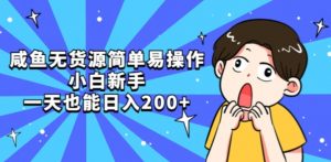 咸鱼无货源简单易操作小白新手一天也能日入200+【揭秘】-大兵轻创资源库