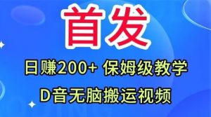 首发,抖音无脑搬运视频,日赚200+保姆级教学【揭秘】-大兵轻创资源库