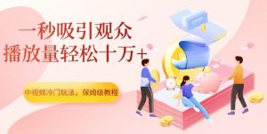 中视频冷门玩法，一秒吸引观众，播放量轻松十万+，保姆级教程【揭秘】-大兵轻创资源库