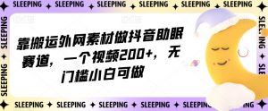 靠搬运外网素材做抖音助眠赛道，一个视频200+，无门槛小白可做【揭秘】-大兵轻创资源库