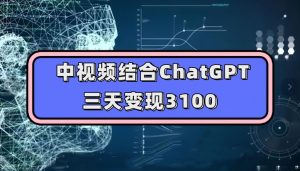 中视频结合ChatGPT，三天变现3100，人人可做玩法思路实操教学【揭秘】-大兵轻创资源库