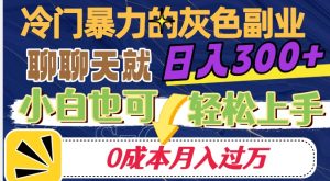 冷门暴利的副业项目，聊聊天就能日入300+，0成本月入过万【揭秘】-大兵轻创资源库