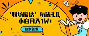 职场接话3.0玩法，小白易上手，暴力变现月入1w【揭秘】-大兵轻创资源库