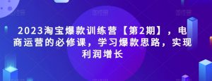 2023淘宝爆款训练营【第2期】，电商运营的必修课，学习爆款思路，实现利润增长-大兵轻创资源库