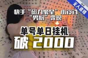 【日入破2000】快手无人直播不进人？“磁力聚星”没收益？不会卡屏、卡同城流量？最新课程会通通解决！-大兵轻创资源库