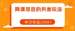 网课项目的另类玩法，单日收益2000+【揭秘】-大兵轻创资源库