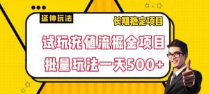 试玩充值流掘金项目，批量矩阵玩法一天500+【揭秘】-大兵轻创资源库