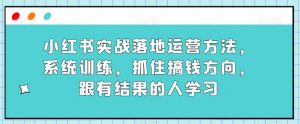 小红书实战落地运营方法，系统训练，抓住搞钱方向，跟有结果的人学习-大兵轻创资源库