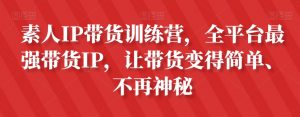 素人IP带货训练营，全平台最强带货IP，让带货变得简单、不再神秘-大兵轻创资源库