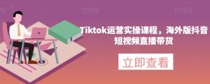 Tiktok运营实操课程，海外版抖音短视频直播带货-大兵轻创资源库