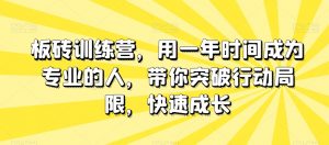 板砖训练营，用一年时间成为专业的人，带你突破行动局限，快速成长-大兵轻创资源库