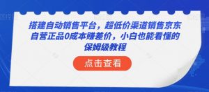 搭建自动销售平台，超低价渠道销售京东自营正品0成本赚差价，小白也能看懂的保姆级教程【揭秘】-大兵轻创资源库