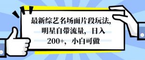 最新综艺名场面片段玩法，明星自带流量，日入200+，小白可做【揭秘】-大兵轻创资源库