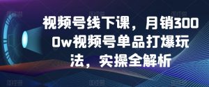 视频号线下课，月销3000w视频号单品打爆玩法，实操全解析-大兵轻创资源库