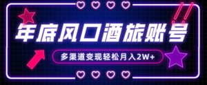年底大风口旅游赛道酒旅账号，多渠道变现，小白也能月入2W+【揭秘】-大兵轻创资源库