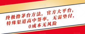 终极撸茅台方法,官方大平台,特殊渠道高中签率,无需垫付,0成本无风险【揭秘】-大兵轻创资源库