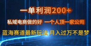 一单利润200私域电商做的好，一个人顶一家公司蓝海赛道最新玩法【揭秘】-大兵轻创资源库
