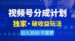 视频号分成计划，独家·破收益玩法，日入3000不是梦【揭秘】-大兵轻创资源库