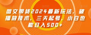 图文带货2024最新玩法，破播放技术，三天起号，小白也能日入500+【揭秘】-大兵轻创资源库
