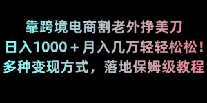 靠跨境电商割老外挣美刀，日入1000＋月入几万轻轻松松！多种变现方式，落地保姆级教程【揭秘】-大兵轻创资源库