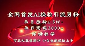 全网首发Ai换脸引流男粉,单日涨粉1.5w+,单日变现3000+,小白也能轻松上手拿结果【揭秘】-大兵轻创资源库