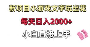 新项目小游戏文字玩出花日入2000+，每天只需一小时，小白直接上手【揭秘】-大兵轻创资源库