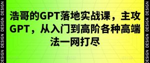 浩哥的GPT落地实战课,主攻GPT,从入门到高阶各种高端法一网打尽-大兵轻创资源库