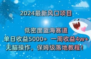 2024最新风口项目，低密度蓝海赛道，单日收益5000+，一周收益4w+！【揭秘】-大兵轻创资源库