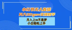 小红书无人直播月入30gmv实操教学，月入上w不是梦，小白轻松上手【揭秘】-大兵轻创资源库