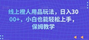 线上橙人用品玩法，日入3000+，小白也能轻松上手，保姆教学【揭秘】-大兵轻创资源库