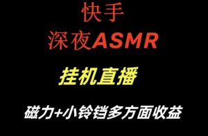快手深夜ASMR挂机直播，磁力+小铃铛收益（附带工具和5G素材）【揭秘】-大兵轻创资源库