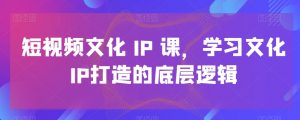 短视频文化IP课，学习文化IP打造的底层逻辑-大兵轻创资源库