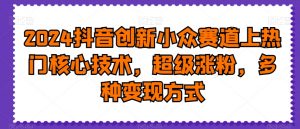 2024抖音创新小众赛道上热门核心技术，超级涨粉，多种变现方式【揭秘】-大兵轻创资源库
