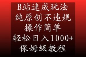 B站速成玩法，纯原创不违规，操作简单，轻松日入1000+，保姆级教程【揭秘】-大兵轻创资源库