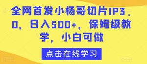 全网首发小杨哥切片IP3.0,日入500+,保姆级教学,小白可做【揭秘】-大兵轻创资源库