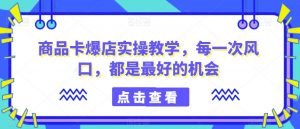 商品卡爆店实操教学,每一次风口,都是最好的机会-大兵轻创资源库