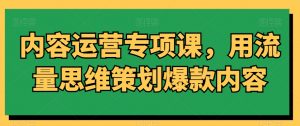内容运营专项课,用流量思维策划爆款内容-大兵轻创资源库