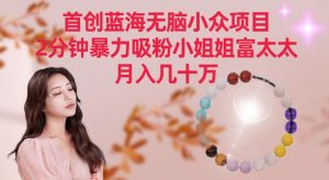 首创蓝海无脑小众项目，2分钟暴力吸粉小姐姐富太太，月入几十万【揭秘】-大兵轻创资源库