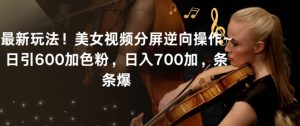 最新玩法!美女视频分屏逆向操作~日引600加色粉,日入700加,条条爆【揭秘】-大兵轻创资源库