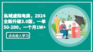 私域虚拟电商,2024全新升级3.0版,一单50-200,一个月1W+【揭秘】-大兵轻创资源库