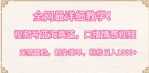 全网最详细教学,视频号蓝海赛道,口播情感视频,无需露脸,制作简单,轻松实现日入1000+【揭秘】-大兵轻创资源库